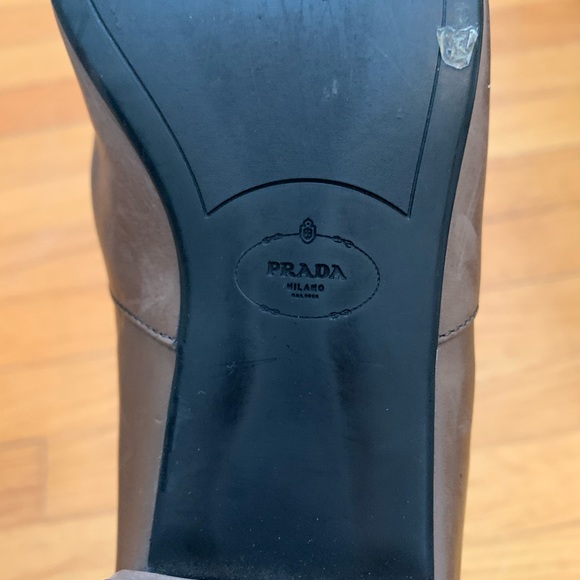 COPY - Authentic PRADA Taupe Leather Flat Mid-Calf Boots size 37.5 EUC - Picture 6 of 11